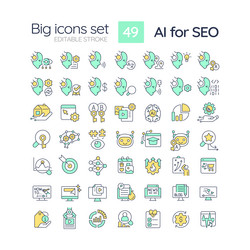 Customizable multicolor icon set of ai for seo vector