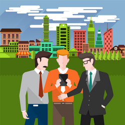 Flat design concept business people discuss vector