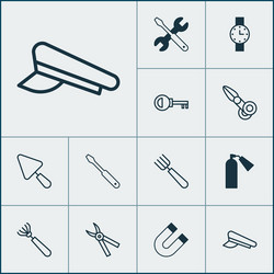 tools icons set collection of password harrow vector image