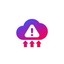 Warning upload error icon with a cloud vector