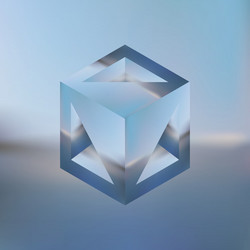 abstract isometric cube with the reflection vector image