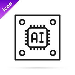 black line computer processor with microcircuits vector image