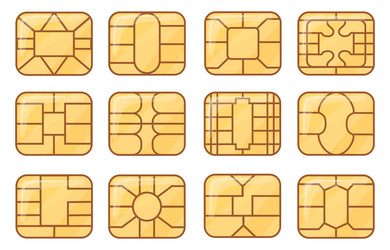 Sim emv chip credit card or nfc chips closeup vector