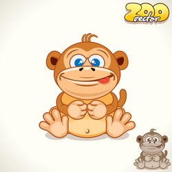 Two funny monkeys cartoon character sticker Vector Image