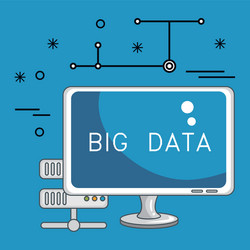 desktop computer with big data icons vector image