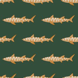 Leopard shark seamless pattern in scandinavian vector