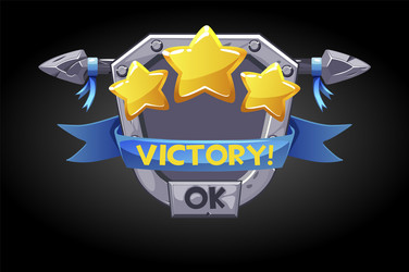 pop-up victory metal shield with stars assets vector