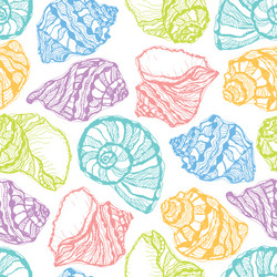 seamless pattern from colorful seashell vector image