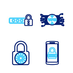 set line mobile and password safe combination vector image