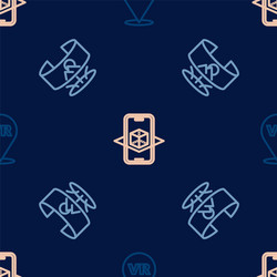 set line virtual reality 360 degree view and 3d vector image