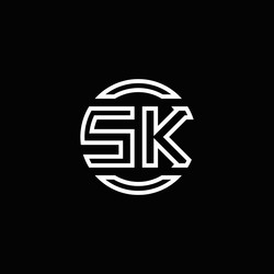 Sk monogram logo circle ribbon style outline Vector Image