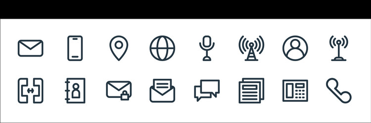 communications line icons linear set quality vector image
