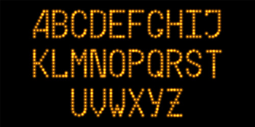 led font with gold glowing light effect luminous vector