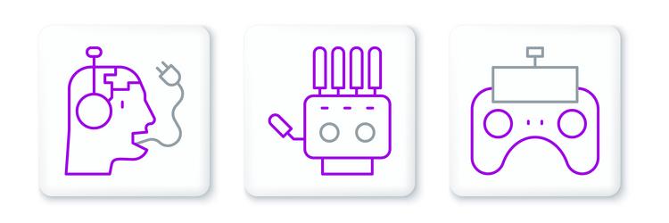 set line remote control robot charging battery vector image