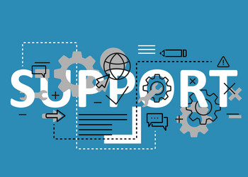 support concept flat line design with icons vector