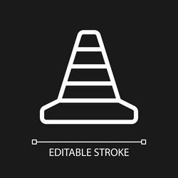 traffic cone pixel perfect white linear ui icon vector image