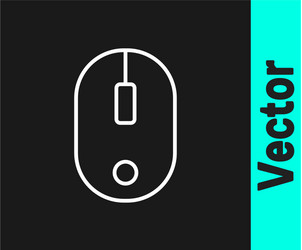 white line computer mouse icon isolated on black vector image