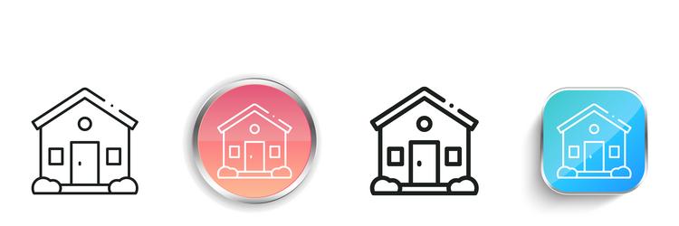 house icon thin linear regular and button style vector image