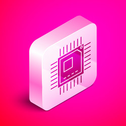 isometric computer processor with microcircuits vector image
