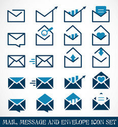 Mail message and envelope icon set vector