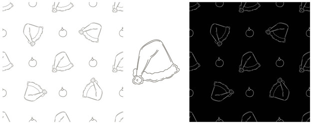new year set monochrome pattern in hand draw style vector image