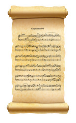 old textured scroll with musical composition sheet vector