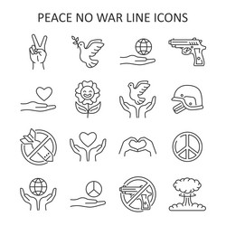 peace line icon set pacifism outline symbols Vector Image