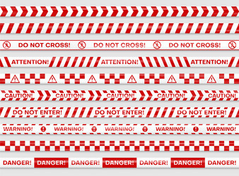 Red danger barrier construction tapes realistic vector