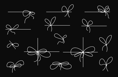 ribbon bows set with simple line design vector image