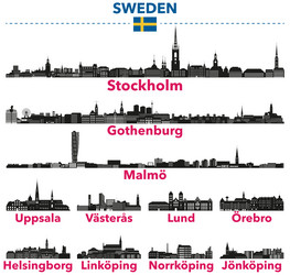 Sweden City Skylines Silhouettes Vector Image