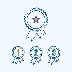 achievement medal award icons set with ribbon vector