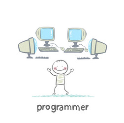 programmer worth around computers vector image