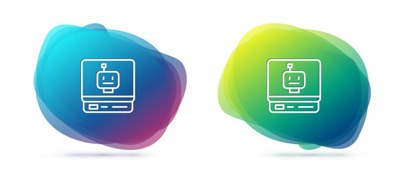 set line robot icon isolated on white background vector image