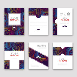 Set of brochures in lines pattern style beautiful vector