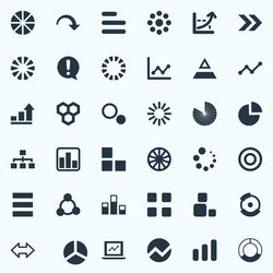 set of simple graph icons vector image