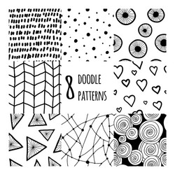 Set with 8 simple minimalistic seamless patterns vector
