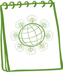 a notebook with sketch of globe vector image