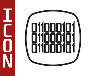 black line binary code icon isolated on white vector image