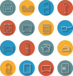 set flat icons of house appliance vector