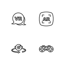 set line gamepad 360 degree view virtual reality vector image