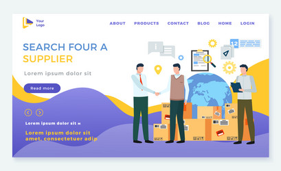 Search for supplier business concept website page vector