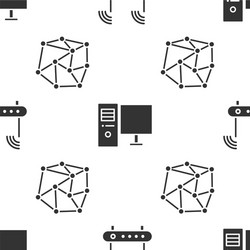 Set router and wi-fi signal computer monitor vector