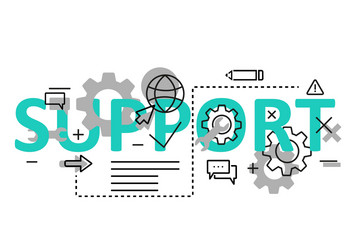 Support concept flat line design with icons vector