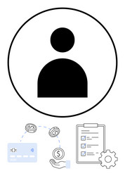user profile centered with financial transactions vector image