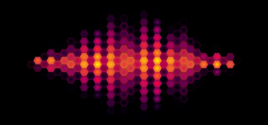 audio or music shiny sound waveform with hexagonal vector image
