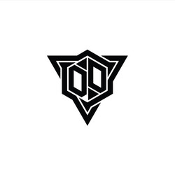 dd logo monogram hexagon shape with triangle vector image