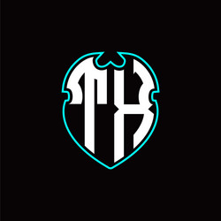 T x initial logo design with a shield shape vector