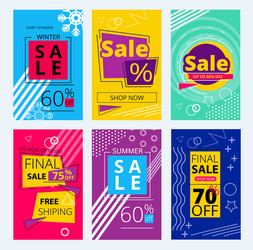 trendy offers cards colorful sale banners vector