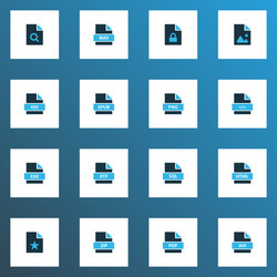 Types icons colored set with file exe rtf vector