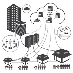 Big data icons set cloud computing and network vector